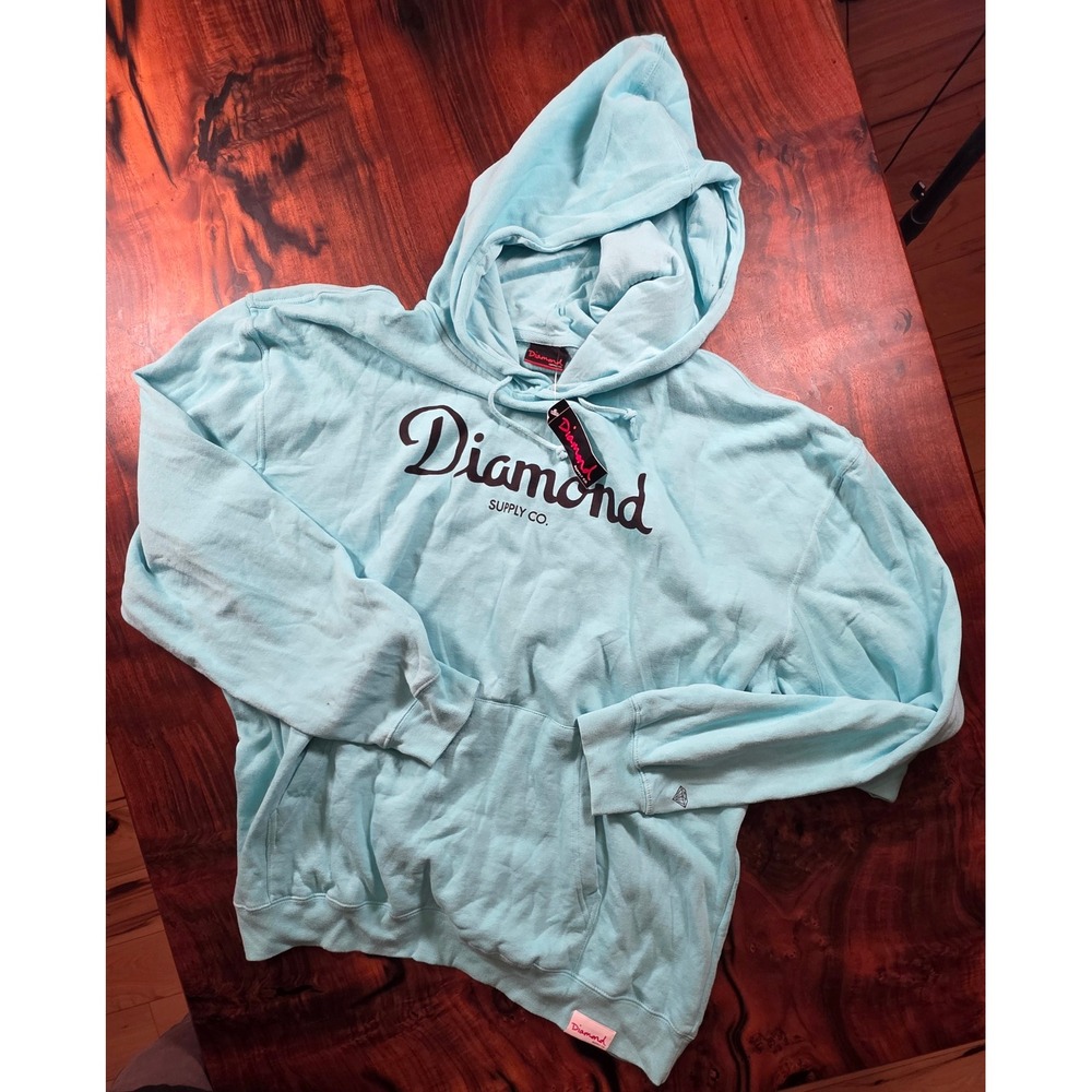 Diamond Supply Co Unisex Teal Logo Oversized Hoodie Streetwear y2k Skater
